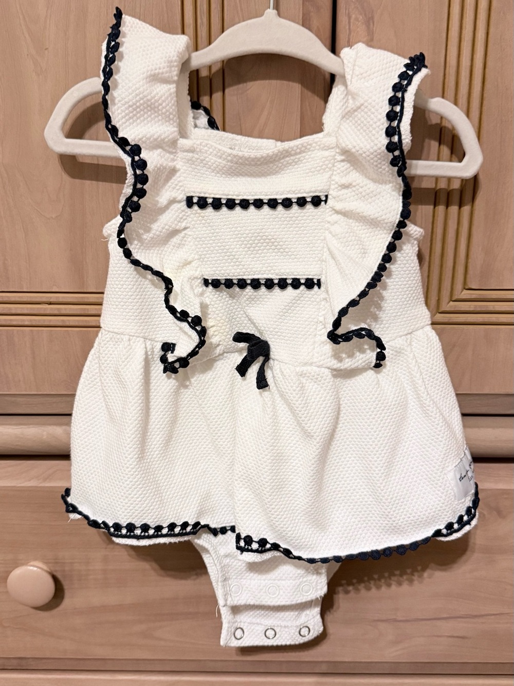 Tommy Hilfiger White Baby Dress with Navy Trim